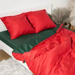 Двоспальна постільна білизна ™KrisPol, сатин 996335-2, червоний та зелений