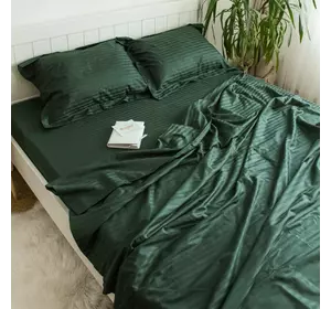 Двоспальна постільна білизна ™KrisPol, страйп-сатин King Size 575917-2, (темно-зелений)